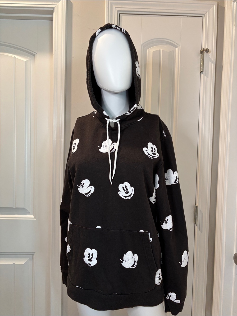 Disney Mickey Mouse Expressions Black Hoodie and Logo - Women's M
